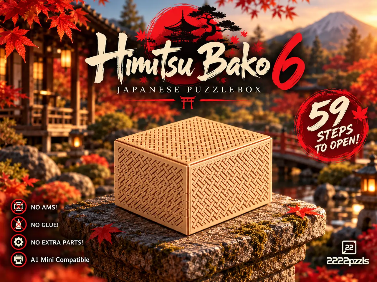 Himitsu Bako 6 | 59 Step Japanese Puzzlebox — modelo 3D