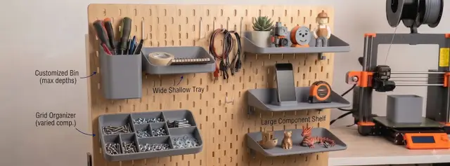 Customizable IKEA SKADIS/SKÅDIS Bin, Tray & Shelf Generator v2 (w/Partition Generator) — modelo 3D