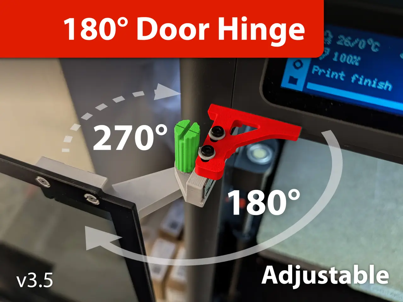 P1S/X1 Door hinge 180/270° - V3 adjustable — modelo 3D