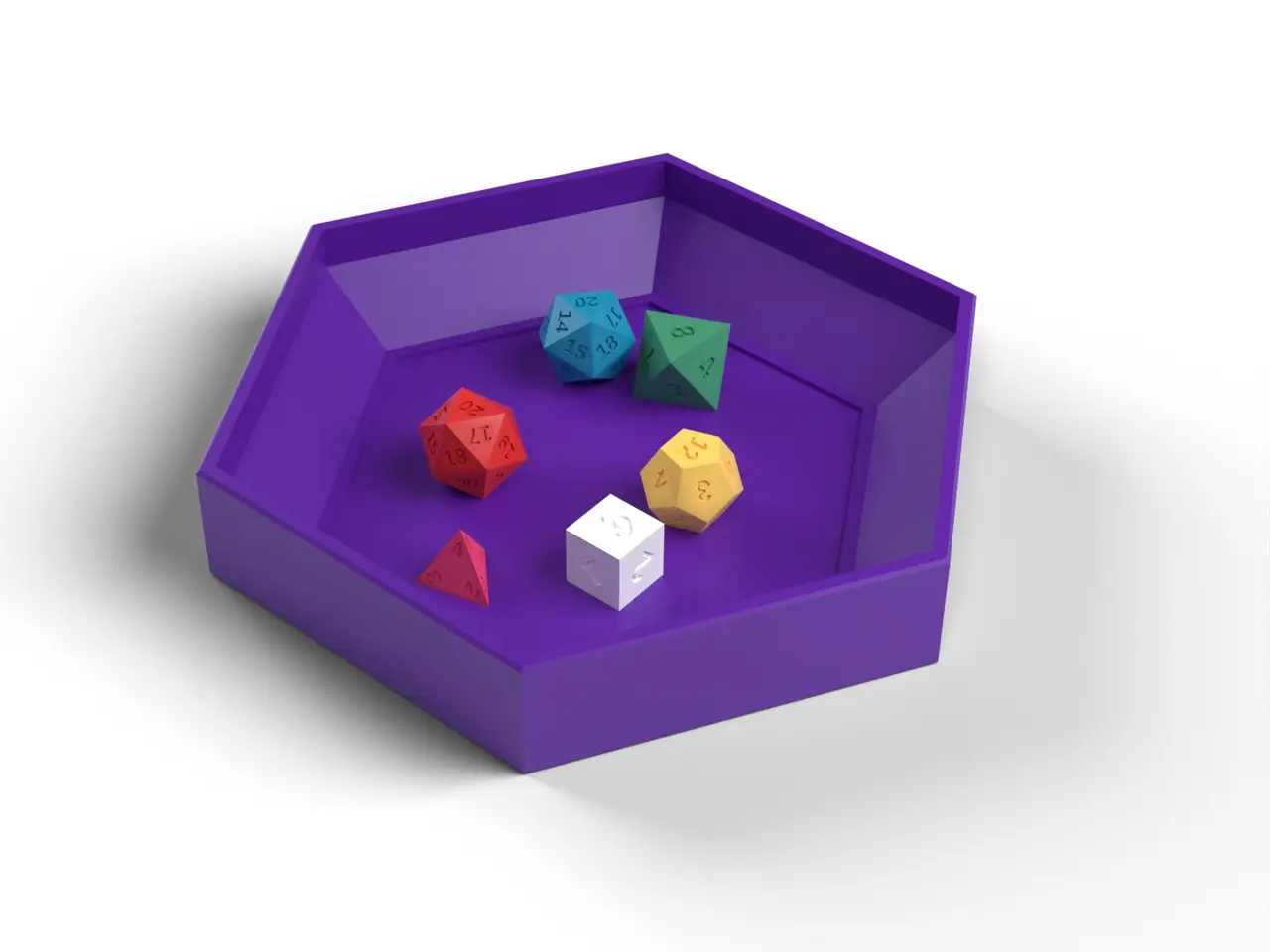 Hexagon Dice Tray - Rolling Tray with Pad Recess for DnD and Board Games, No Supports (OpenSCAD) — modelo 3D
