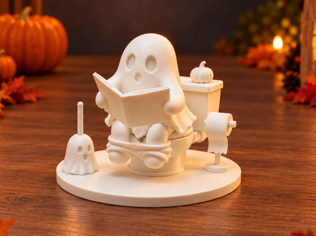 Ghost on the Toilet – Lustige Halloween-Deko — modelo 3D
