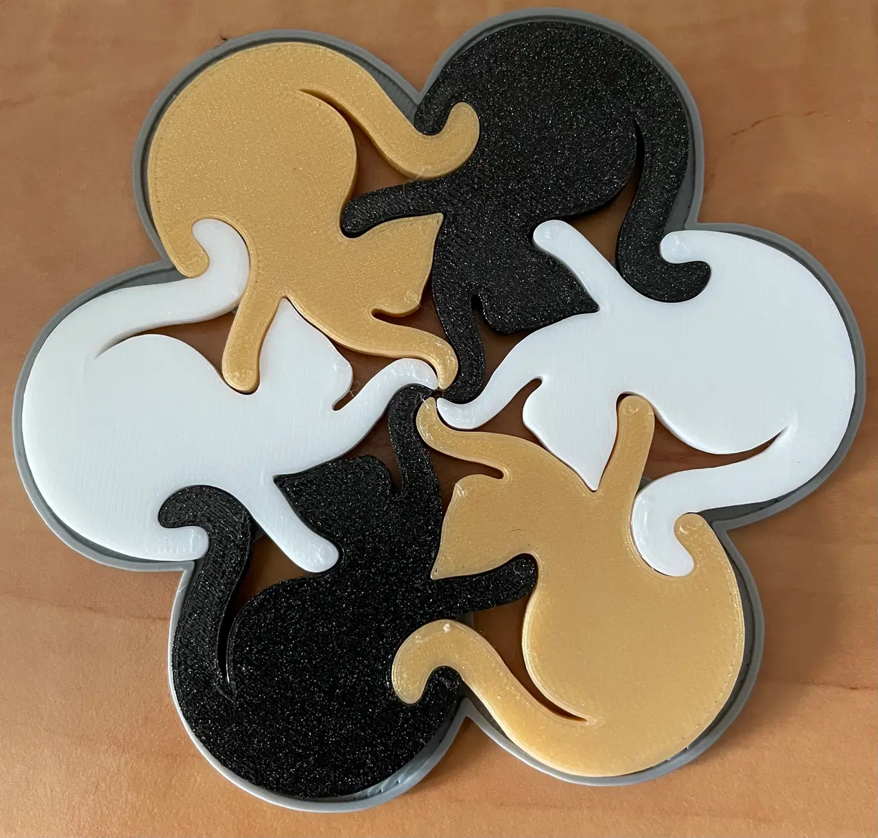 Puzzle Cat Coaster + support — modelo 3D