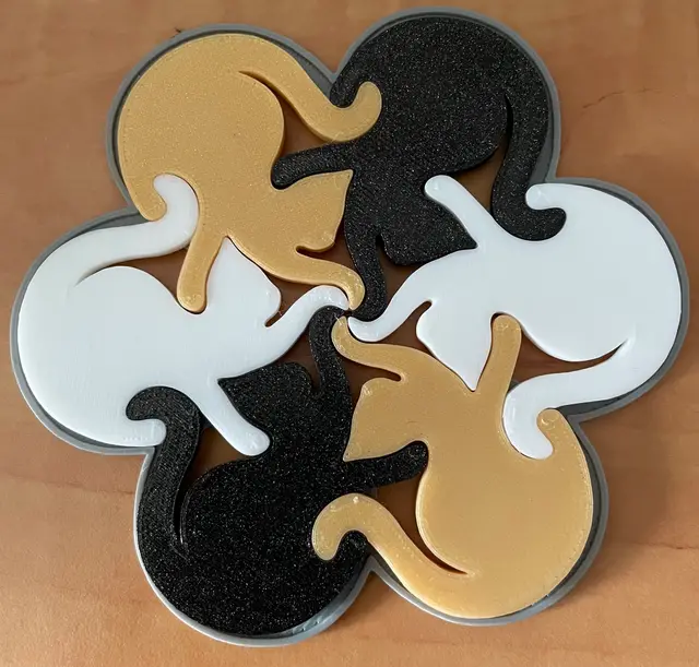 Puzzle Cat Coaster + support — modelo 3D