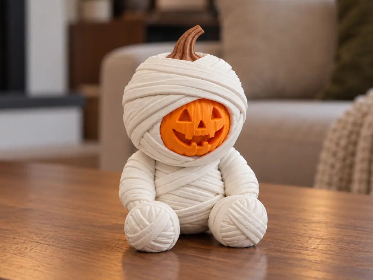 Mummy with Pumpkin Face – Cute Halloween Decor — modelo 3D