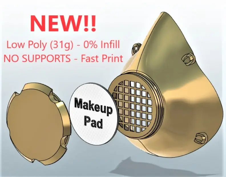 Makers Modular Mask System - Low Poly Covid-19 Face Mask Respirator - 3D Printed for Corona Virus and other Applications — modelo 3D