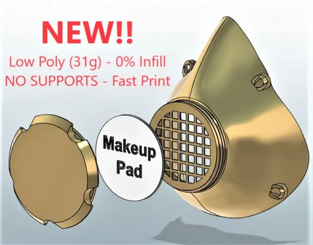 Makers Modular Mask System - Low Poly Covid-19 Face Mask Respirator - 3D Printed for Corona Virus and other Applications — modelo 3D