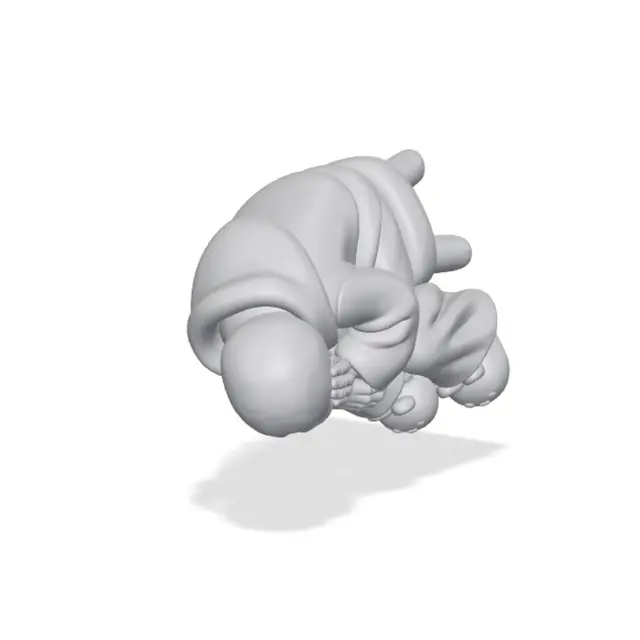 Sad Reaper – Cute Skeleton in Bunny Slippers — modelo 3D