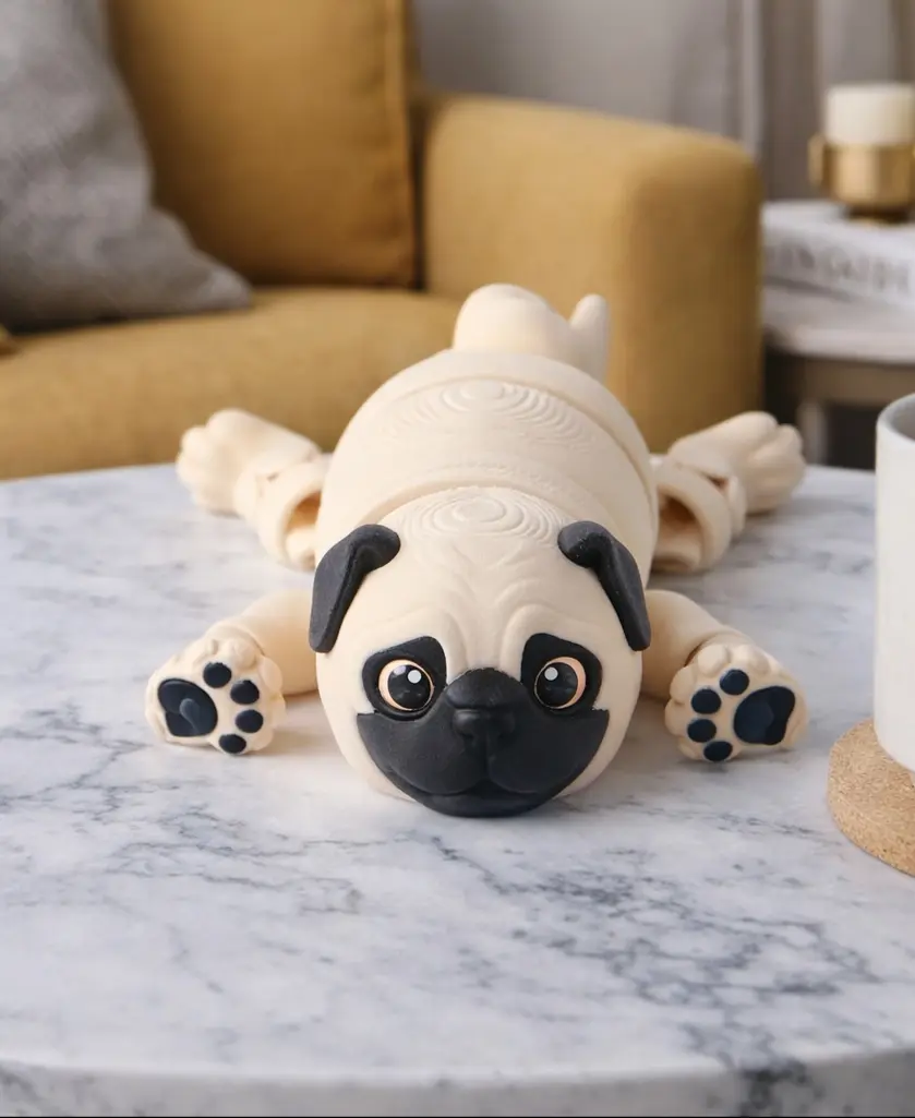 Pug Flexi Toy – Articulated Fidget Puppy — modelo 3D