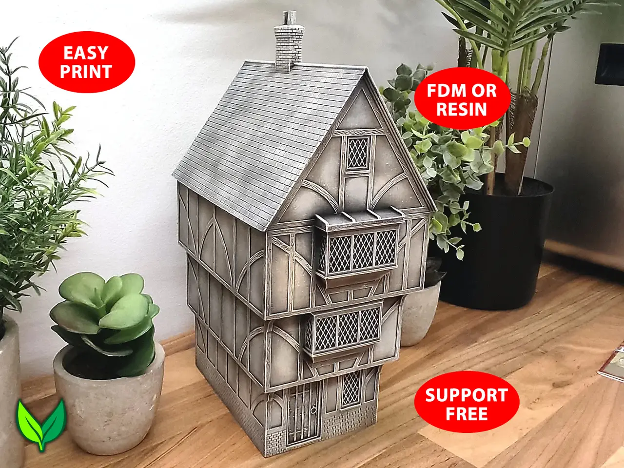 Tudor House 3D Print – Medieval Terrain, Support-Free Design — modelo 3D
