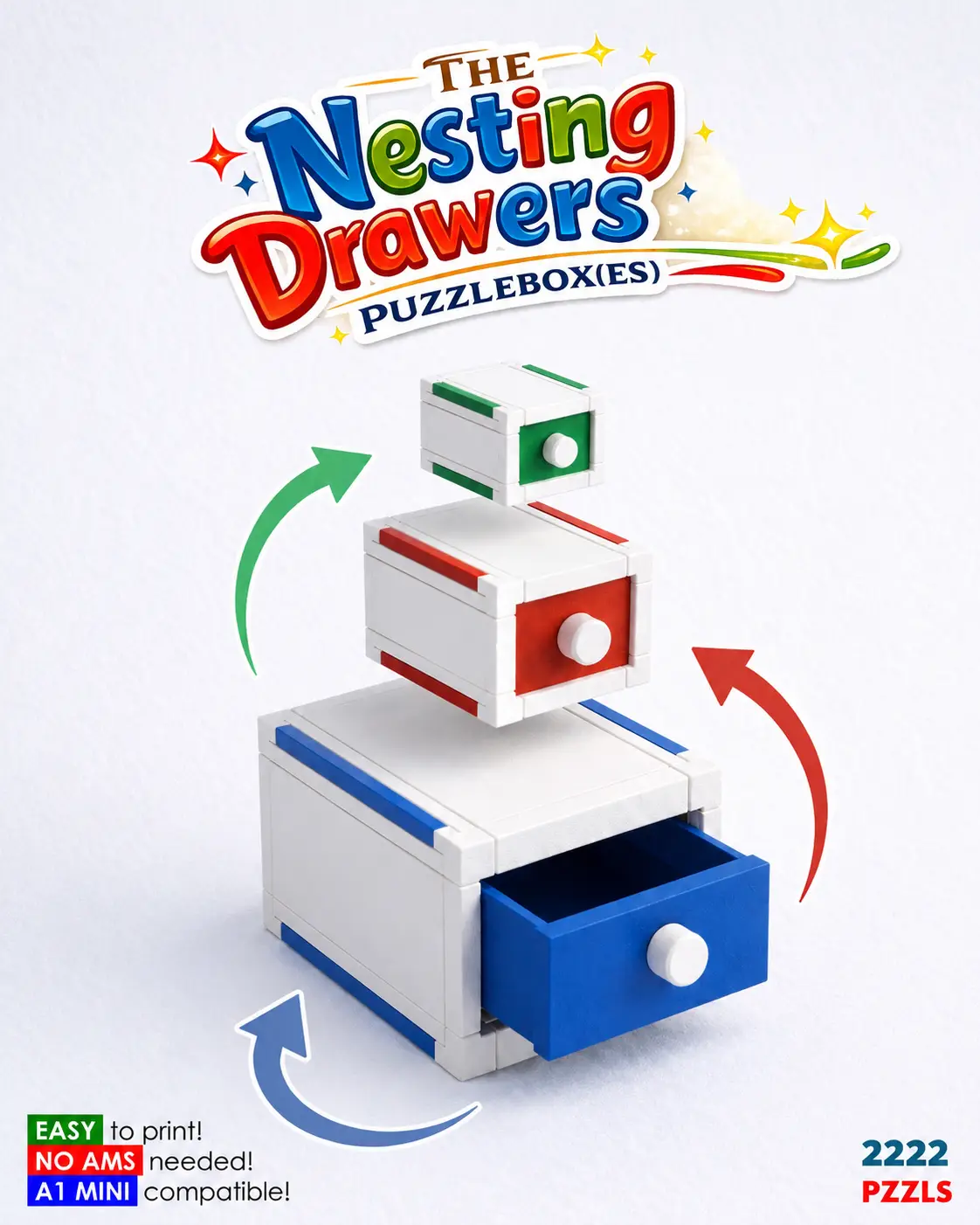 Nesting Drawers | 3 puzzles in 1! — modelo 3D