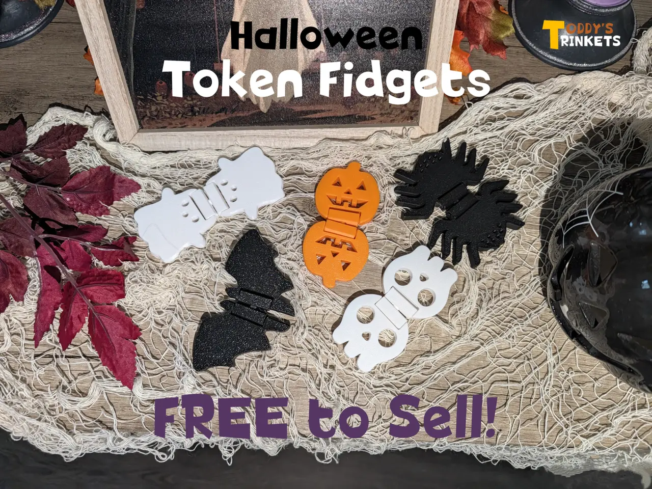 Halloween Flip & Slide Token Fidgets (Free 2 Sell) — modelo 3D