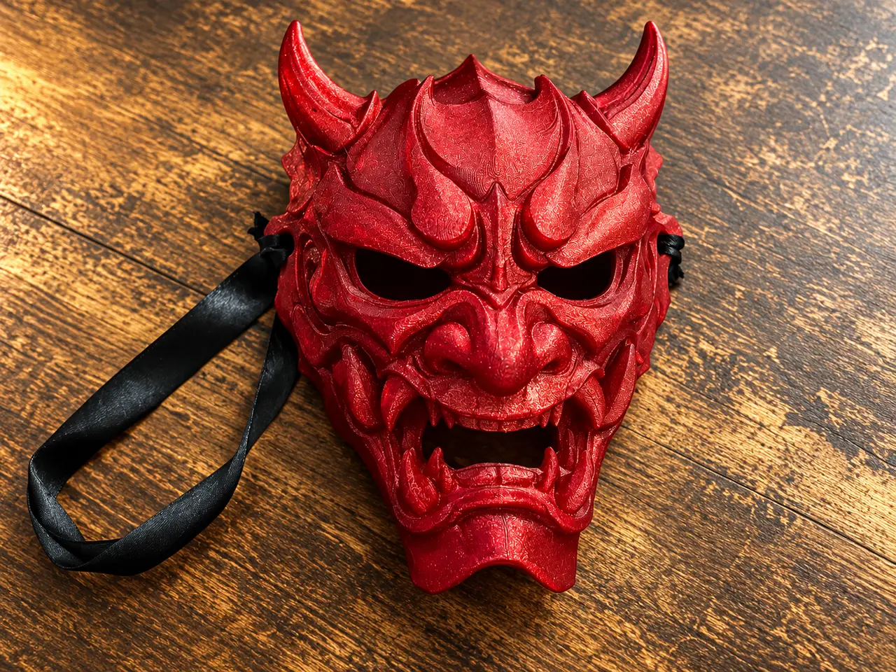 Oni Demon Mask – Red Horned — modelo 3D