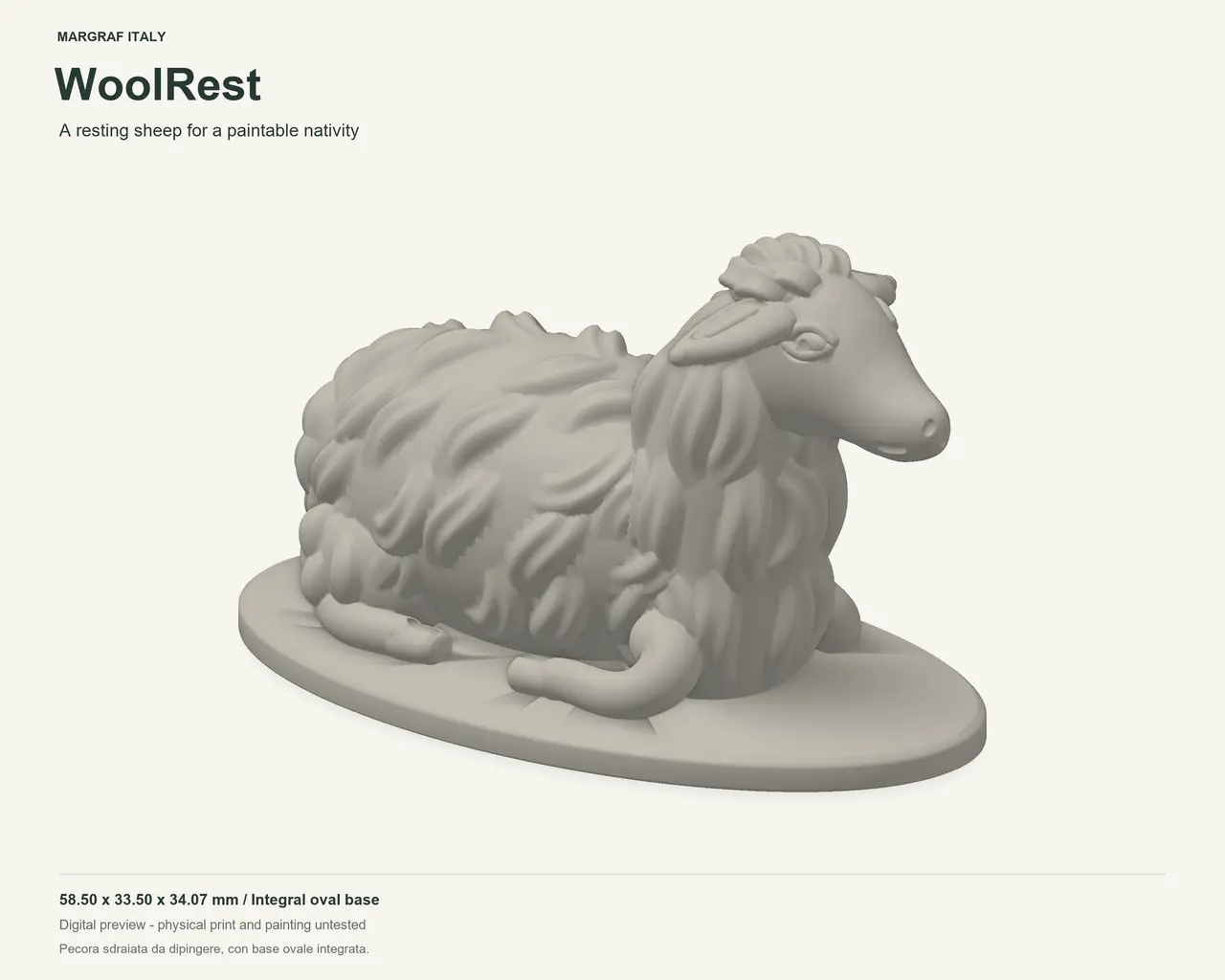 WoolRest - Paintable Nativity Sheep | Resting Pose — modelo 3D
