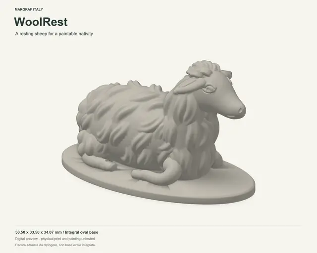 WoolRest - Paintable Nativity Sheep | Resting Pose — modelo 3D