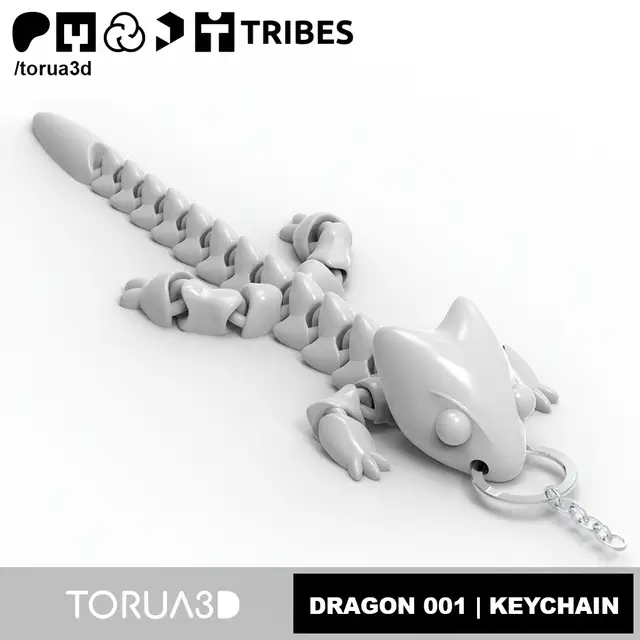 Articulated dragon 001 - Keychain — modelo 3D