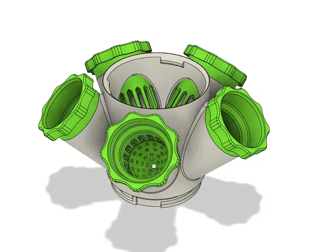 Modular Hydroponic Tower Garden (better 5-way pot and module) — modelo 3D