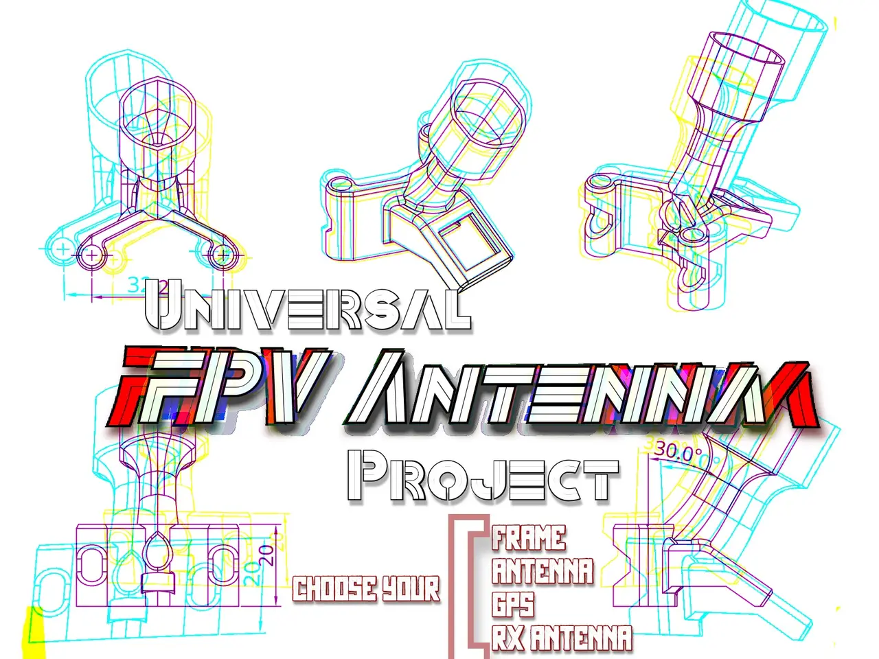 The FPV Antenna Project: Universal FPV Drone U.Fl for O3/Vista/walksnail,etc +VTx — modelo 3D