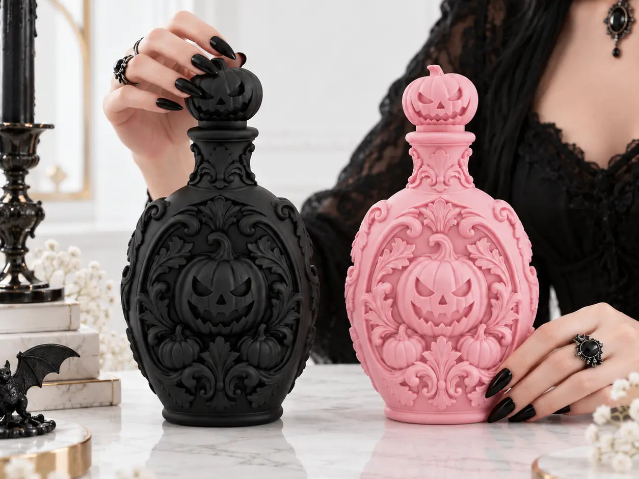 Goth Halloween Samhain Pumpkin Decorative Bottle — modelo 3D