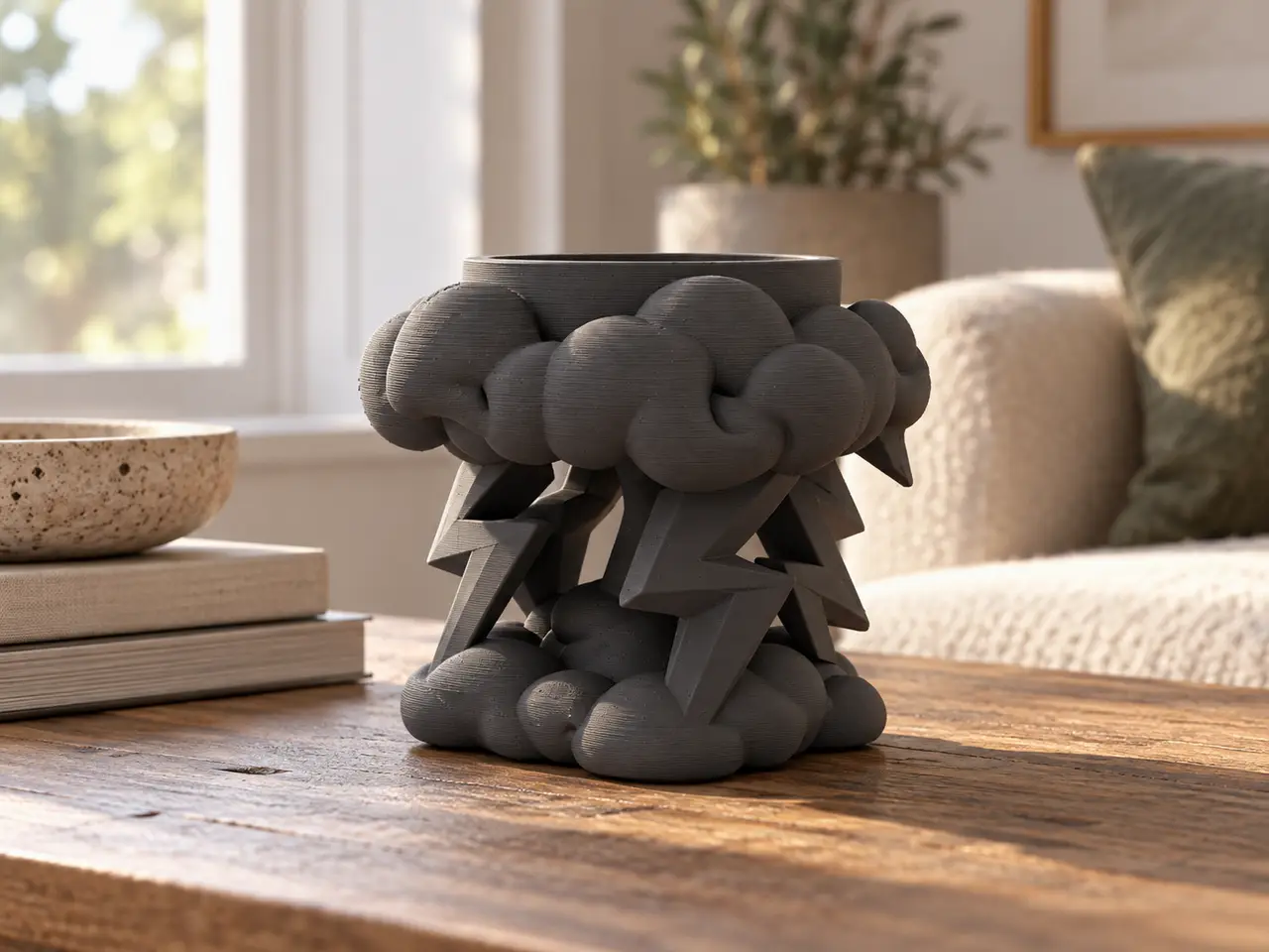 Storm Cloud Lightning Planter | Thunder Vase — modelo 3D
