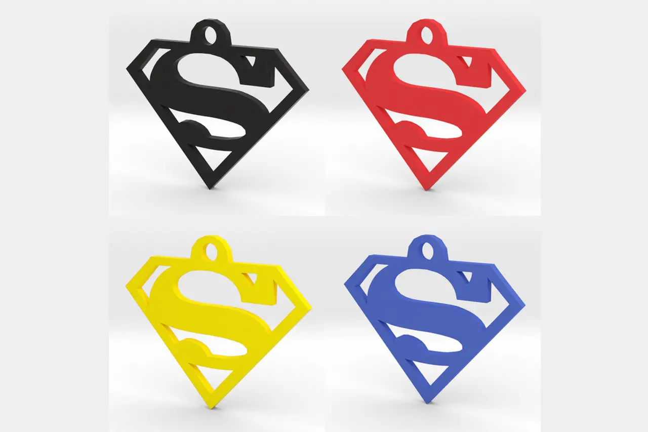 Superman Logo Pendant & Keychain — modelo 3D