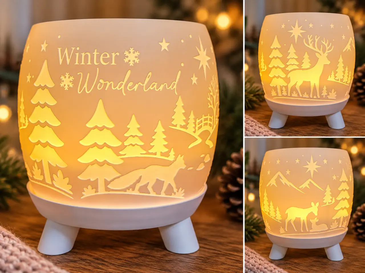 Windlicht mit Sockel Winterlandschaft — modelo 3D