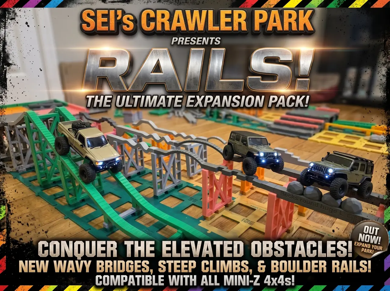 SEI Mini Z 4x4 Modular Crawler Park Rails Expansion (Pack 2) — modelo 3D