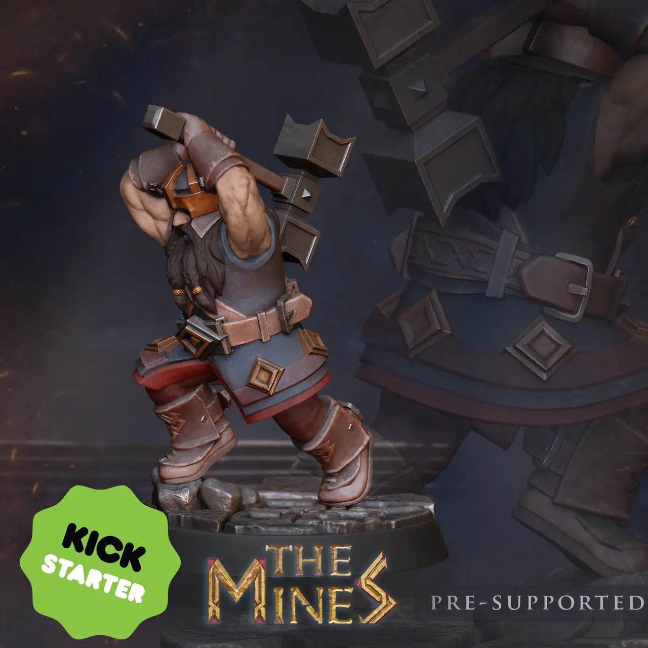 Dwarf with hammer tabletop miniature — modelo 3D