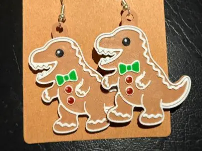 Gingerbread Dino Earrings — modelo 3D