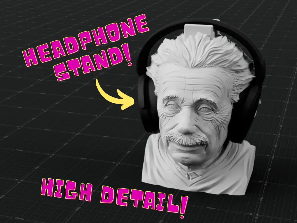 Albert Einstein Headphone Stand - Support Free — modelo 3D