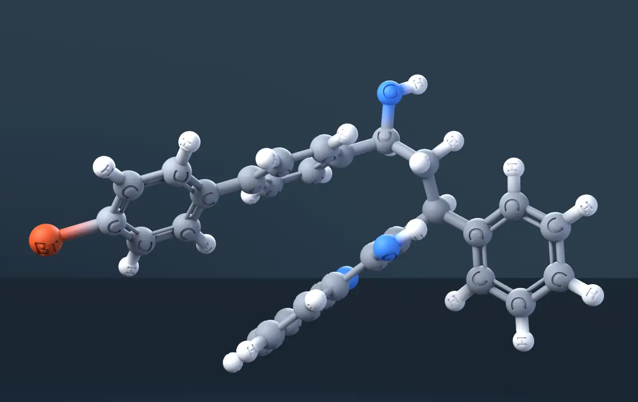 Bromadiolone 3D Molecular Model — CAS 28772-56-7 — modelo 3D