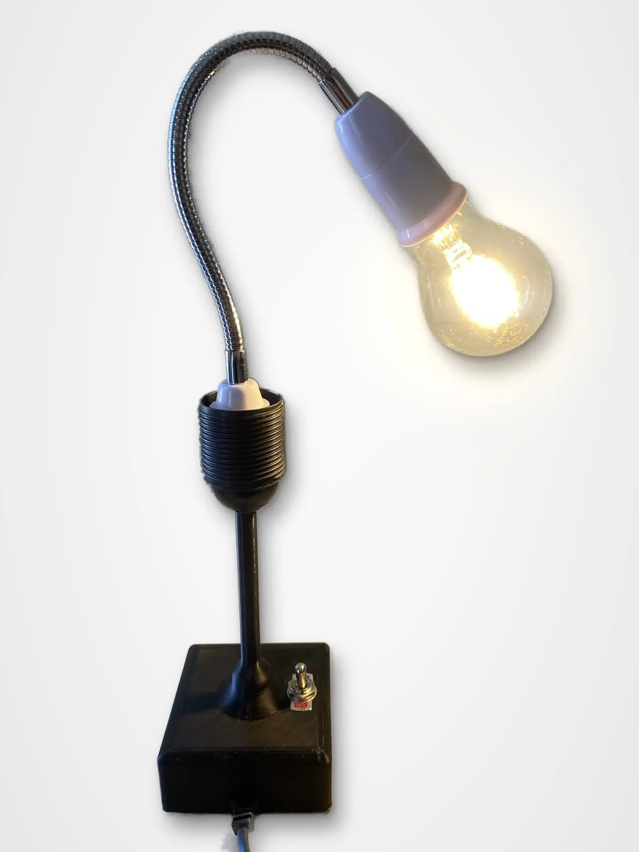 Gooseneck Desk Lamp with 3D Printed Base (E27) — modelo 3D