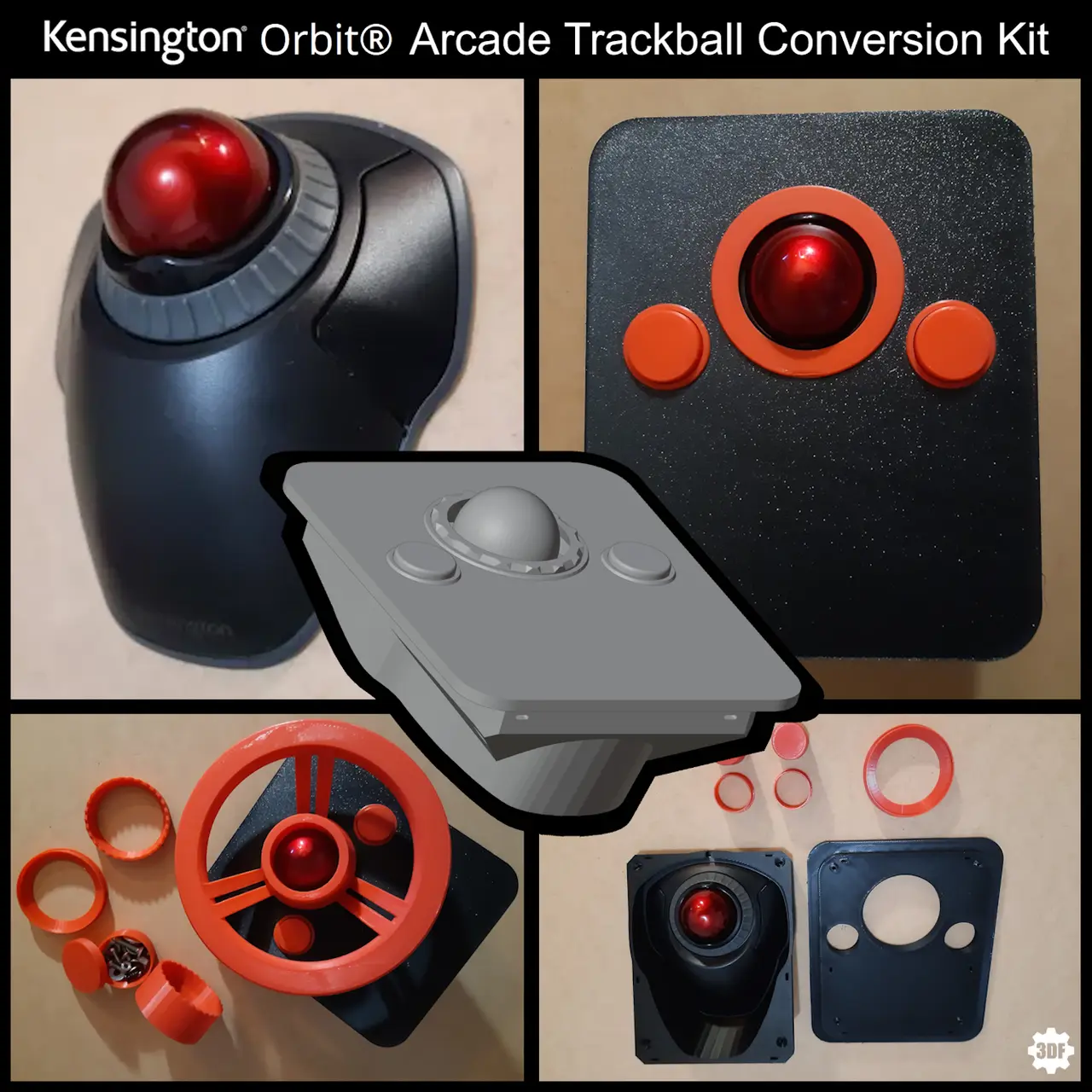 Kensington Orbit Trackball Arcade Conversion Kit — modelo 3D