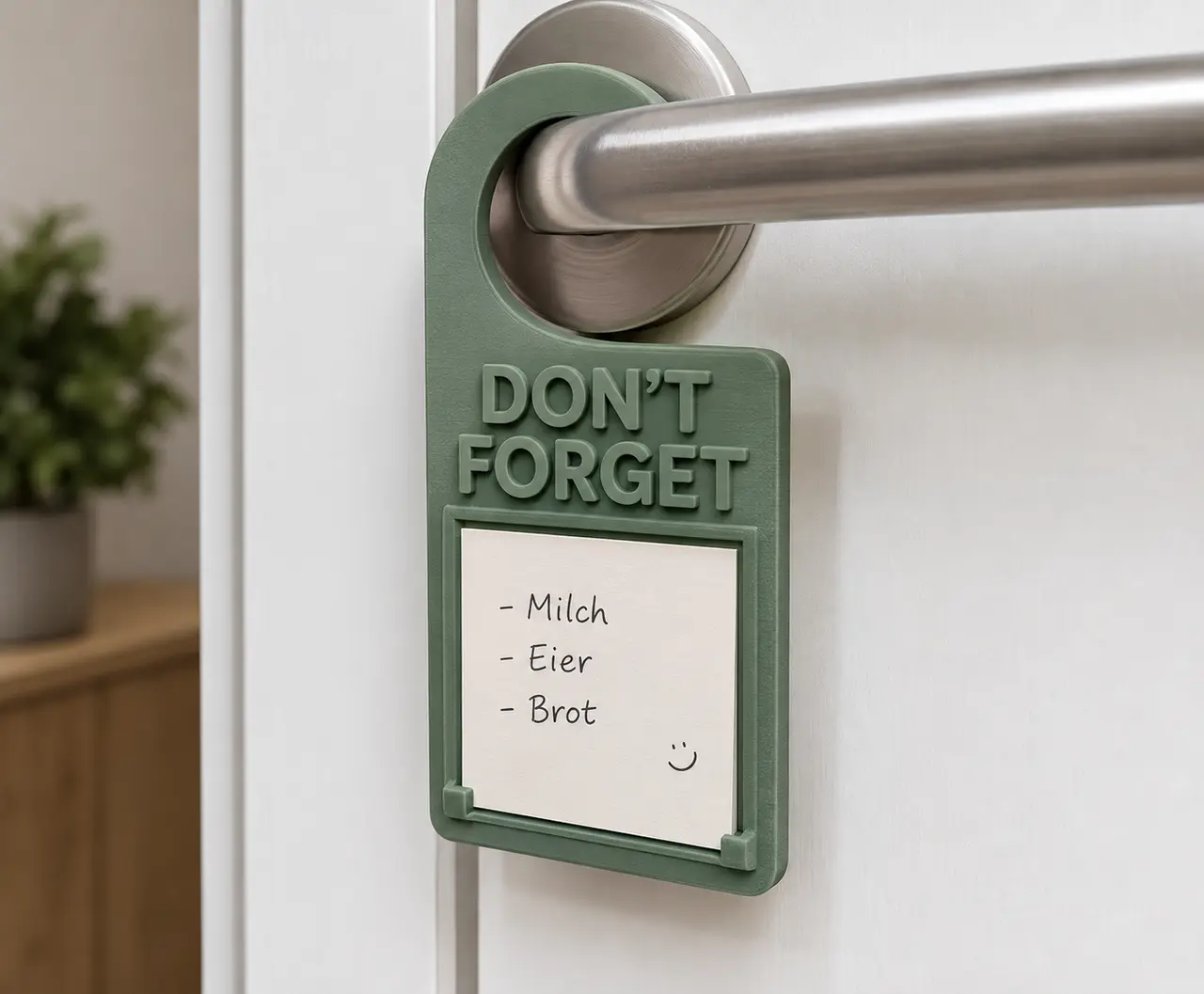 3D-Printed "Don't Forget" Door Hanger with Note Holder — modelo 3D