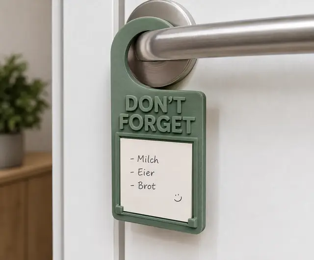 3D-Printed "Don't Forget" Door Hanger with Note Holder — modelo 3D