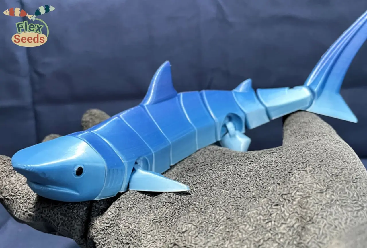 Flexi Tiger Shark (print-in-place) — modelo 3D