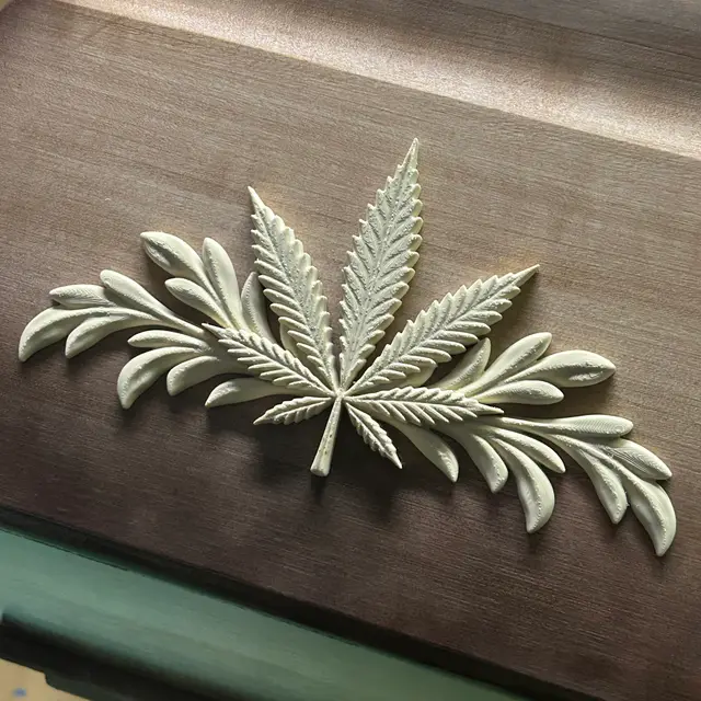 relief set cannabis leaf flower symbol model — modelo 3D