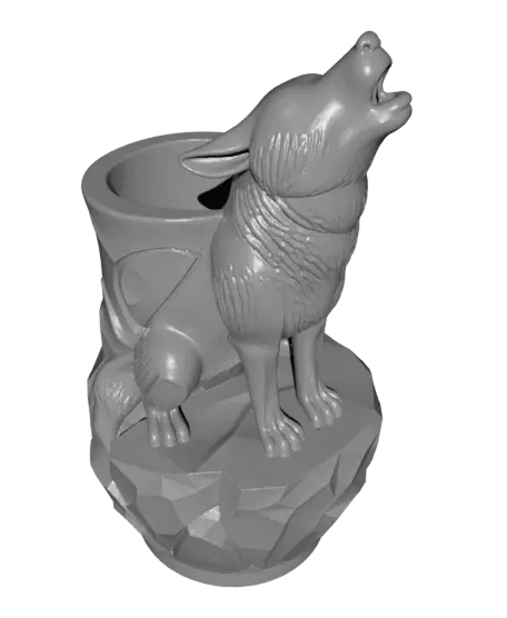 Vase Art – wolf organizer pot with wild elegance — modelo 3D