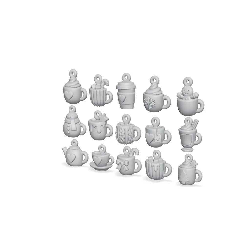 Cozy Drink Charms STL Bundle - 16 Mug Charms — modelo 3D