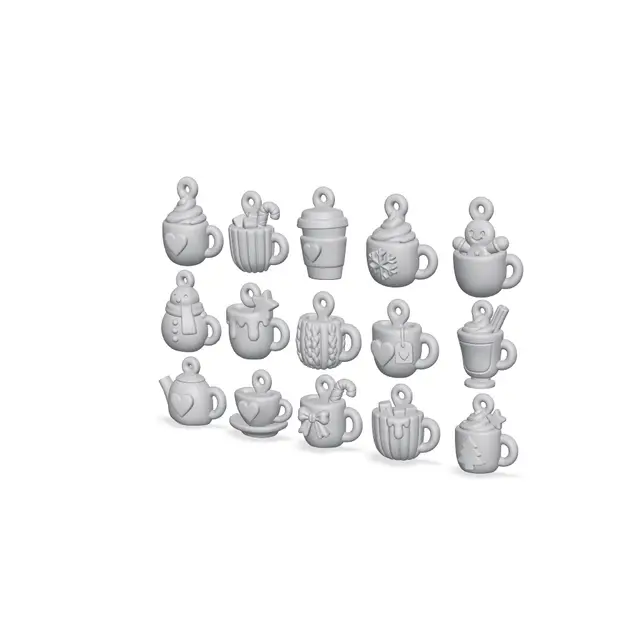 Cozy Drink Charms STL Bundle - 16 Mug Charms — modelo 3D