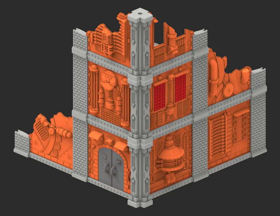 L-Shape Ruin Campaign - Modular Free Sample — modelo 3D