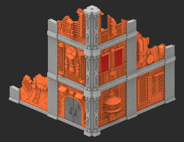 L-Shape Ruin Campaign - Modular Free Sample — modelo 3D