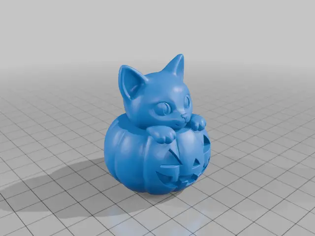 Halloween Cat in a pumpkin — modelo 3D