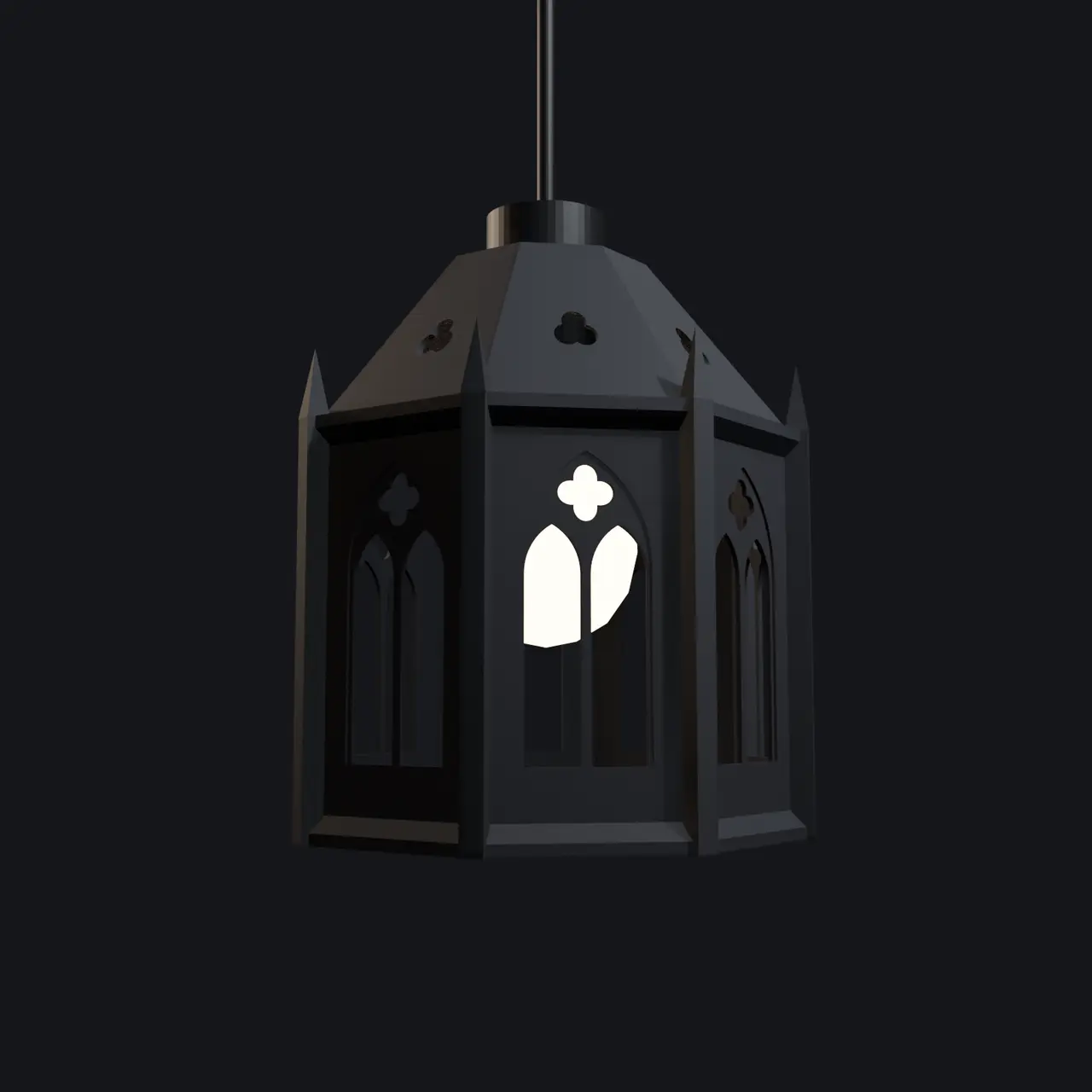 Cathedral Lamp - Gothic Lantern E27 Lamp Shade with Tracery Table and Wall Stand — modelo 3D