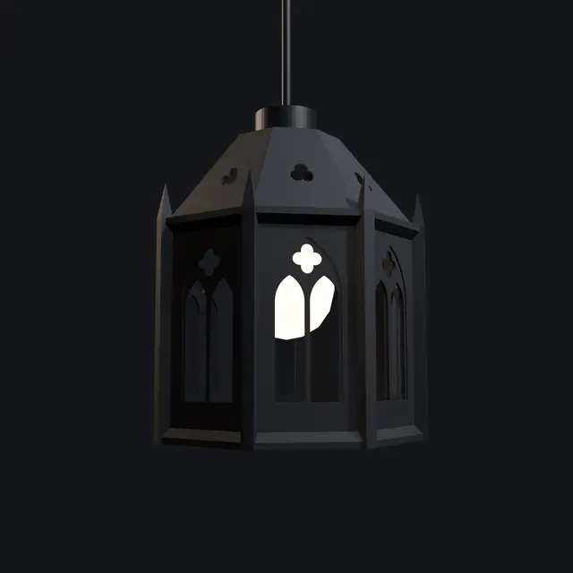 Cathedral Lamp - Gothic Lantern E27 Lamp Shade with Tracery Table and Wall Stand — modelo 3D
