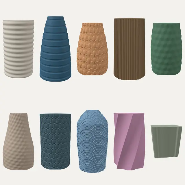 Free Minimal Vase Collection – 10 Vase Mode STL Designs — modelo 3D