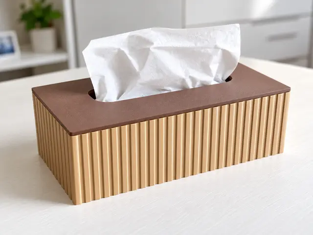 Modern Ribbed Tissue Box Cover – Fits Standard Box — modelo 3D