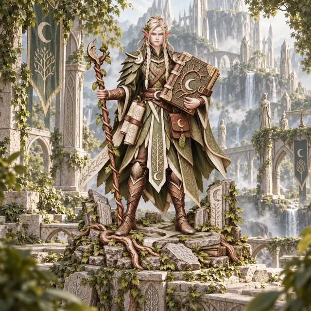 Vhorlath Realms – Elf – Thornscribe Lorekeeper (Dark Fantasy 3D Printable Miniature STL) — modelo 3D