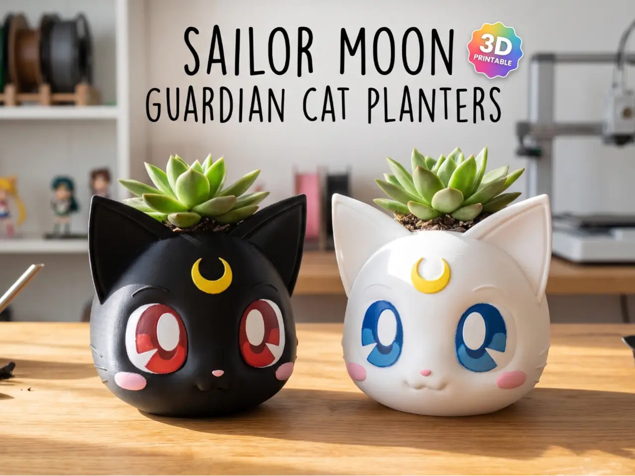 Luna & Artemis Cat Planter — modelo 3D