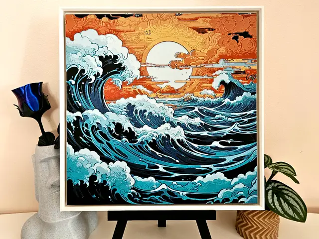 Japanese Wave - Filament Painting (HueForge) — modelo 3D