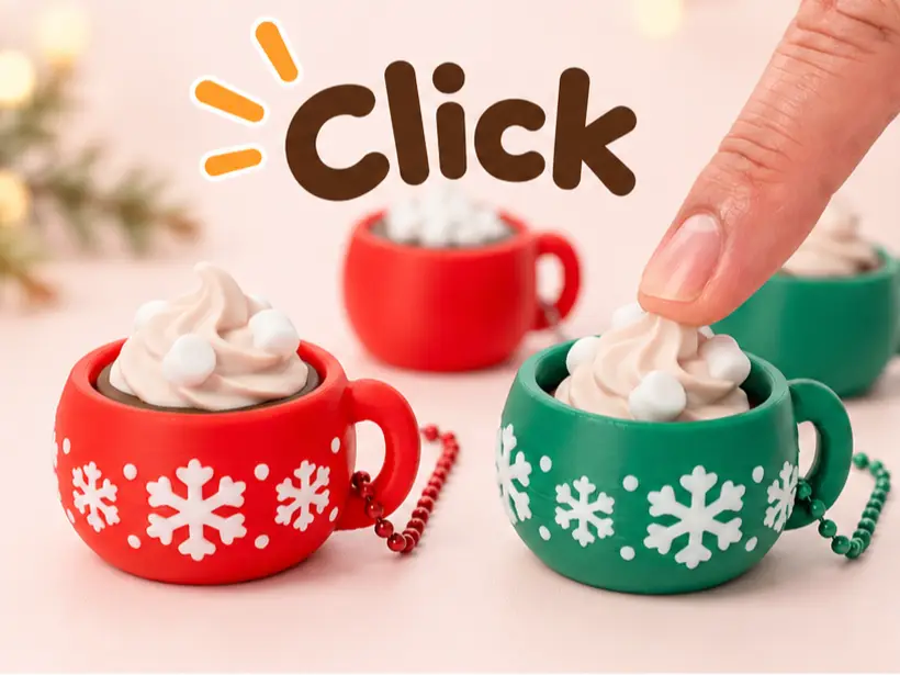 Hot Cocoa Mug Clicker – Mechanical Fidget Toy — modelo 3D